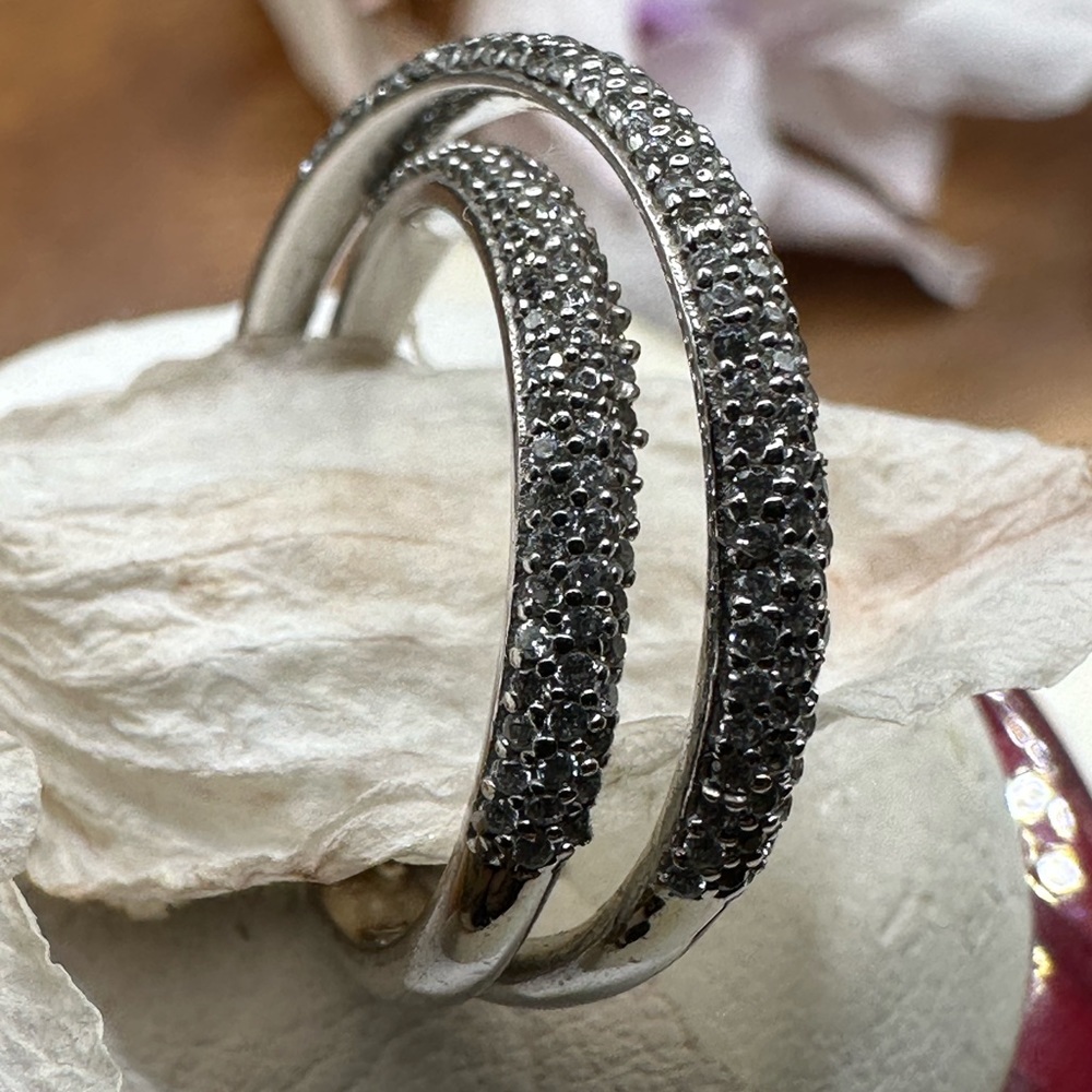 Silver double twist cubic zirconia band NEW